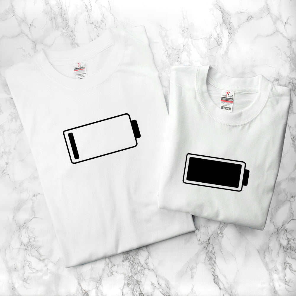Personalised Mummy And Me Low Battery White T-Shirts