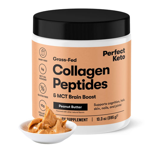 Perfect Keto Collagen Peptides with MCT Oil – Grass-Fed, Low Carb, Keto Coffee Creamer