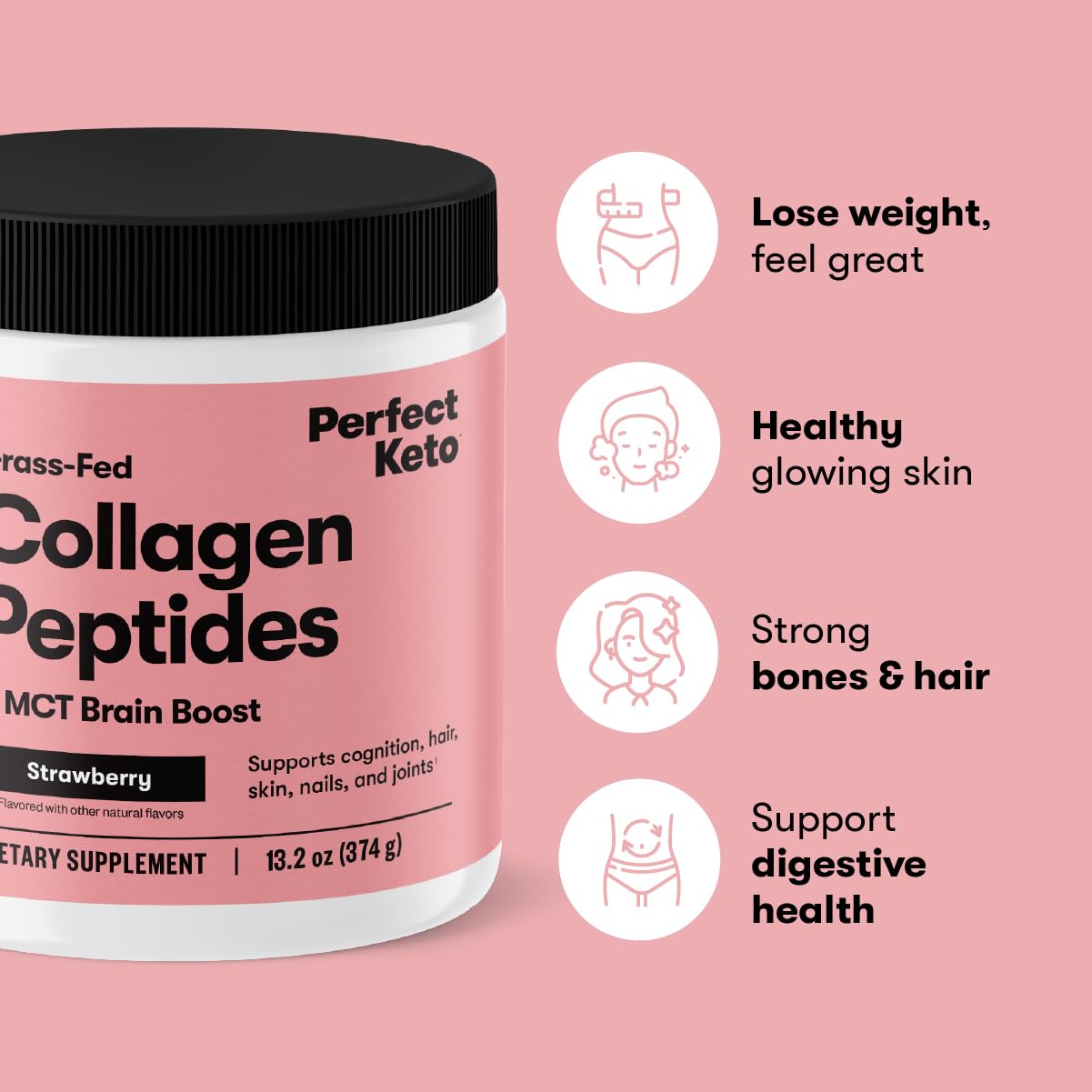 Perfect Keto Collagen Peptides with MCT Oil – Grass-Fed, Low Carb, Keto Coffee Creamer