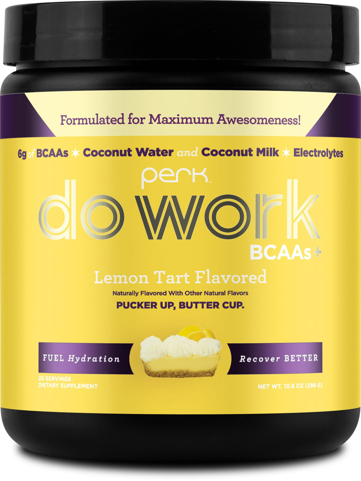 Perk BCAAs + Hydration Electrolytes Powder – Lemon Tart, 20 Servings