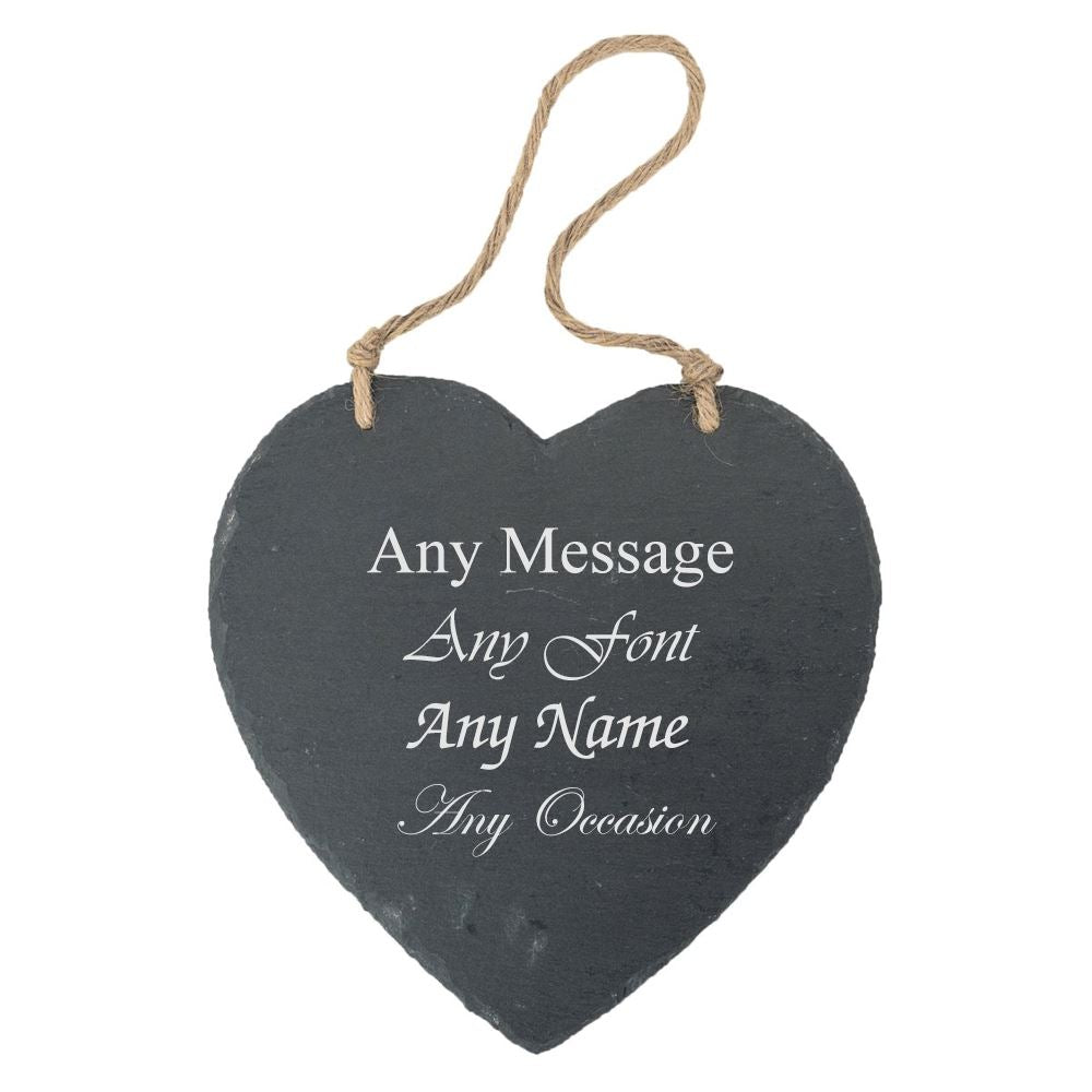 Personalised Engraved Large Heart Hanging Slate Notice and Menu Board