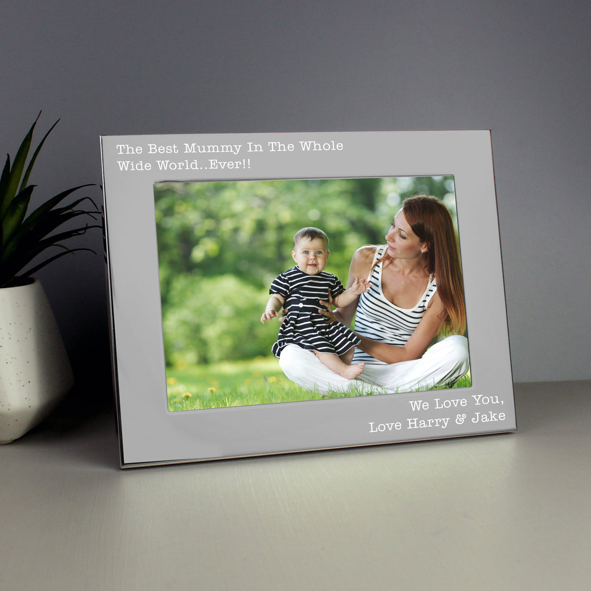 Personalised Free Text 5x7 Inch Silver Photo Frame