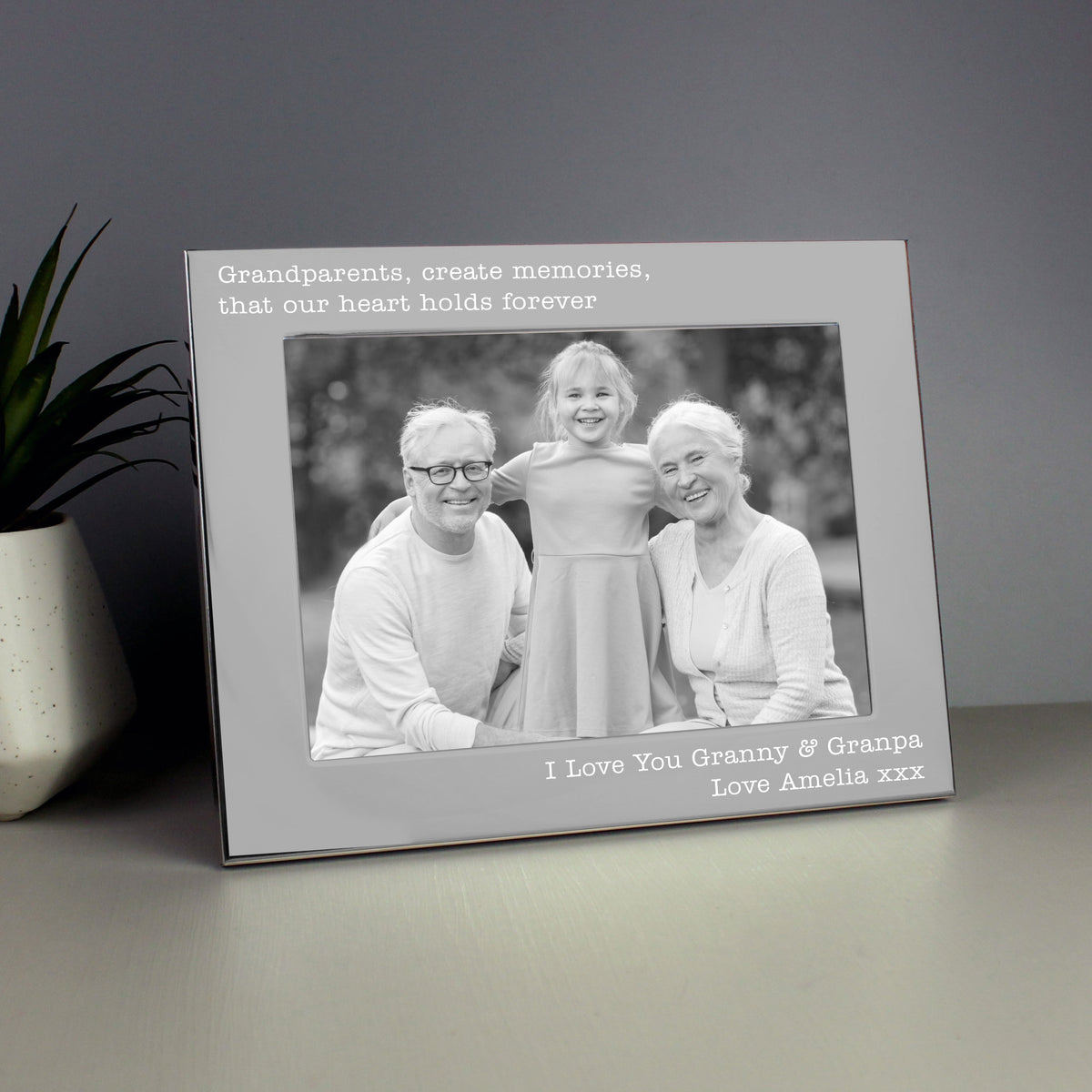 Personalised Free Text 5x7 Inch Silver Photo Frame