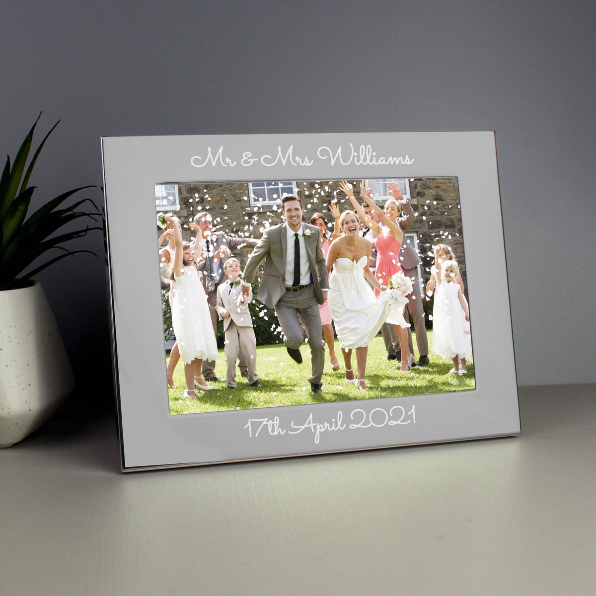 Personalised Free Text 5x7 Inch Silver Photo Frame