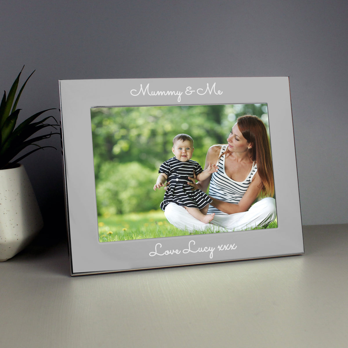 Personalised Free Text 5x7 Inch Silver Photo Frame