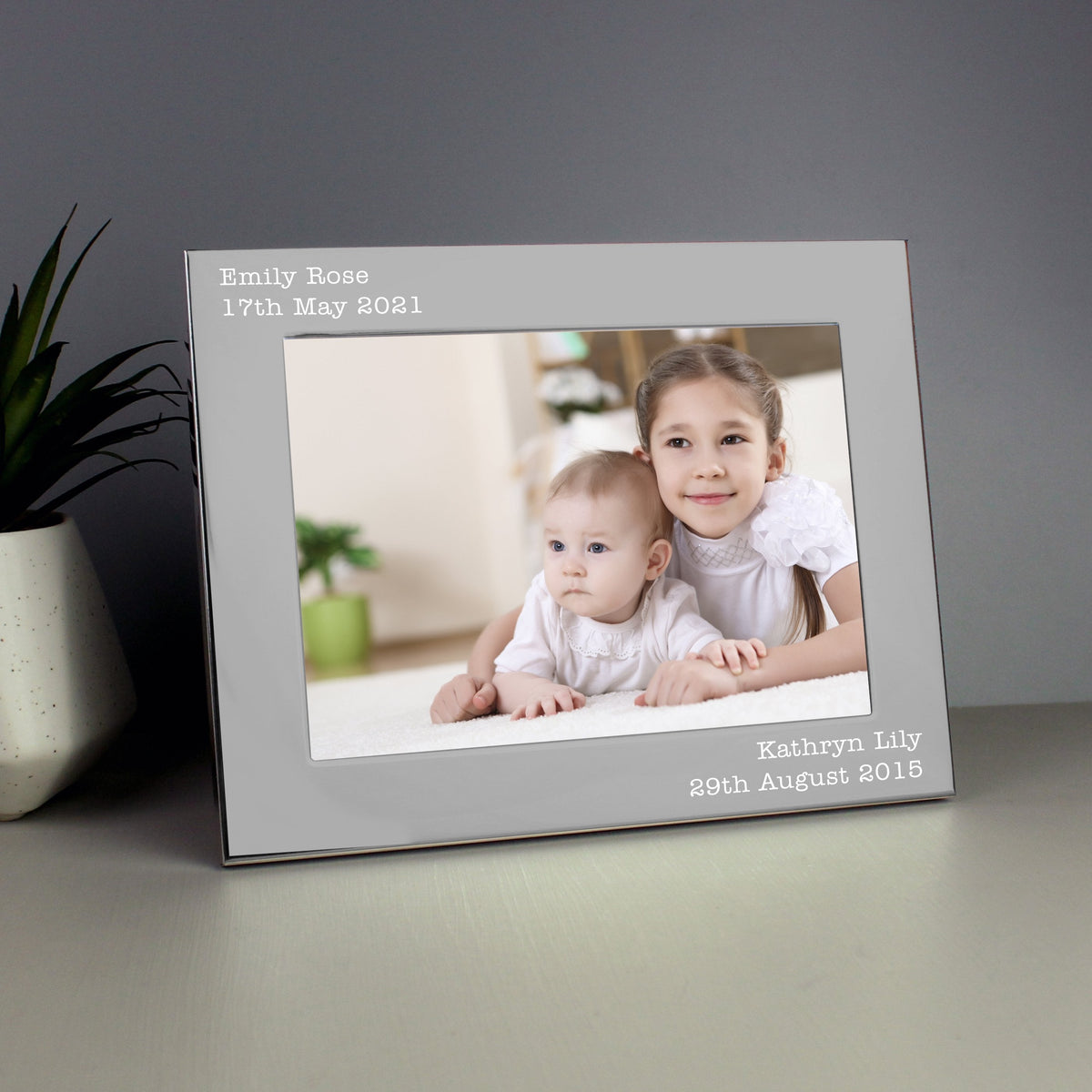Personalised Free Text 5x7 Inch Silver Photo Frame