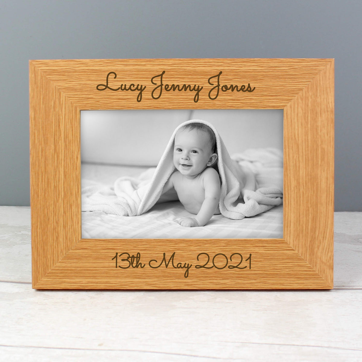 Personalised Free Text 6x4 Inch Wooden Photo Frame