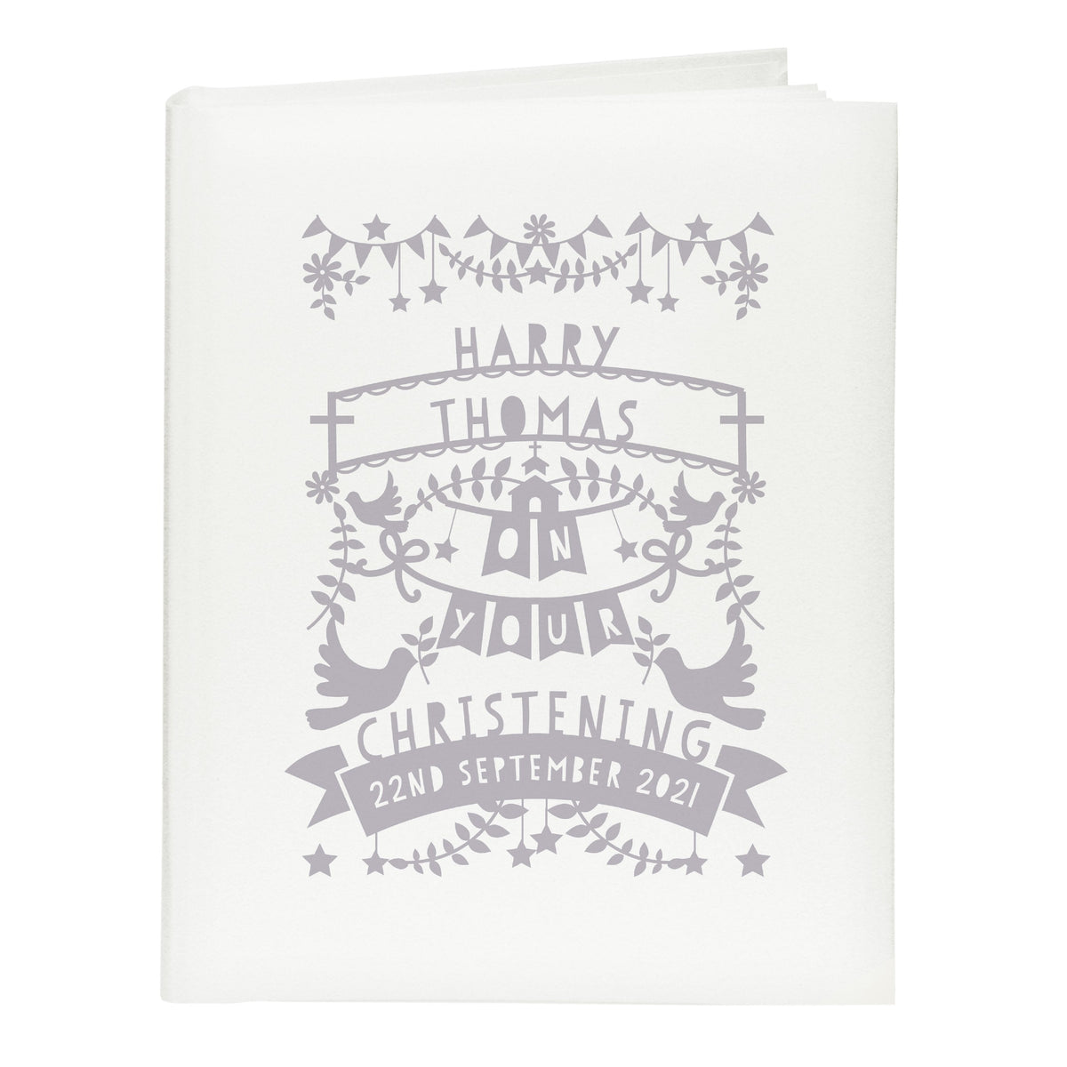 Personalised Grey Papercut Style Photo Album