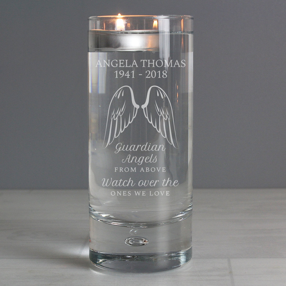 Personalised Guardian Angel Wings Floating Candle Holder