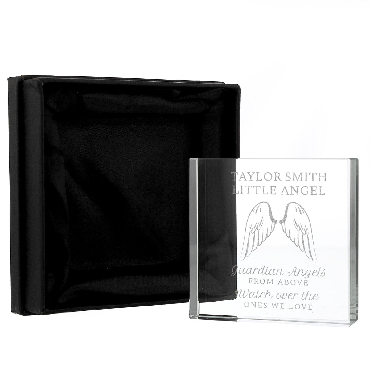 Personalised Guardian Angel Wings Large Crystal Token