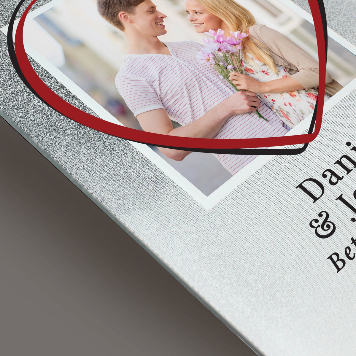 Personalised Heart 4x4 Inch Glitter Glass Photo Frame