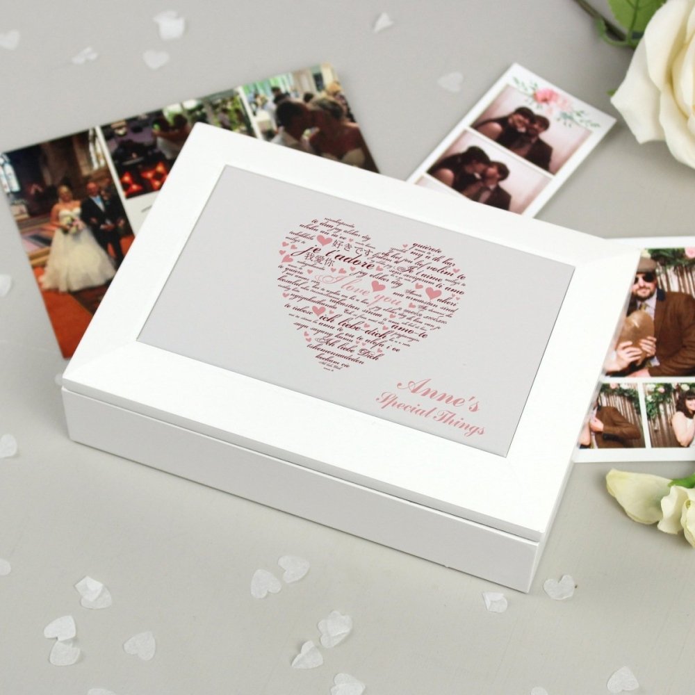 Personalised I Love You White Jewellery Box