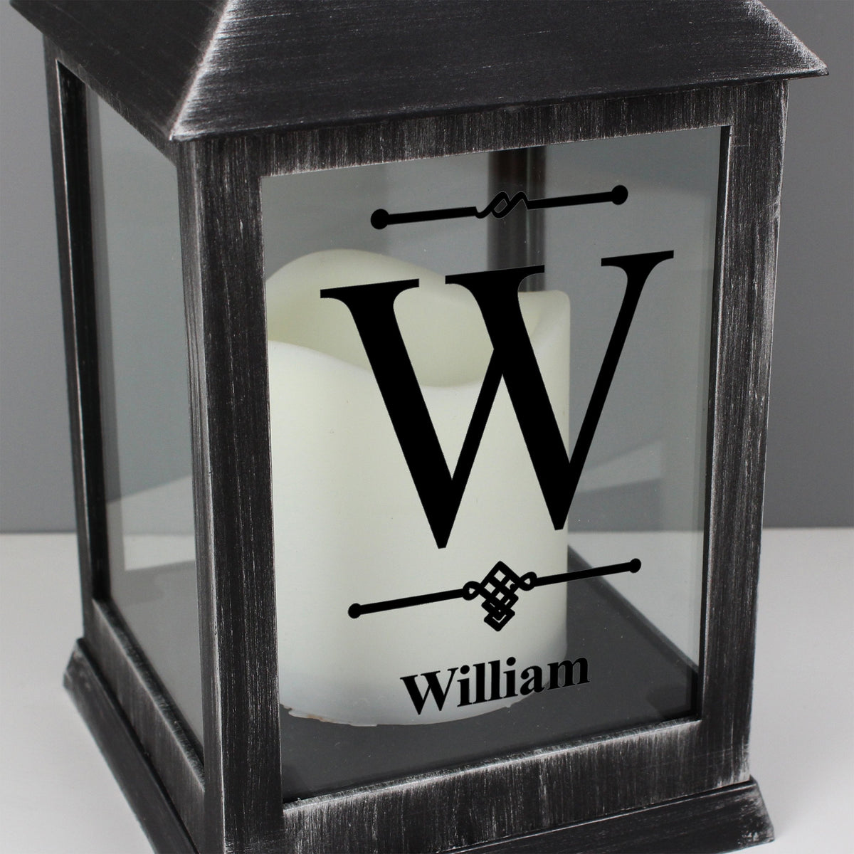 Personalised Initial Rustic Black Lantern