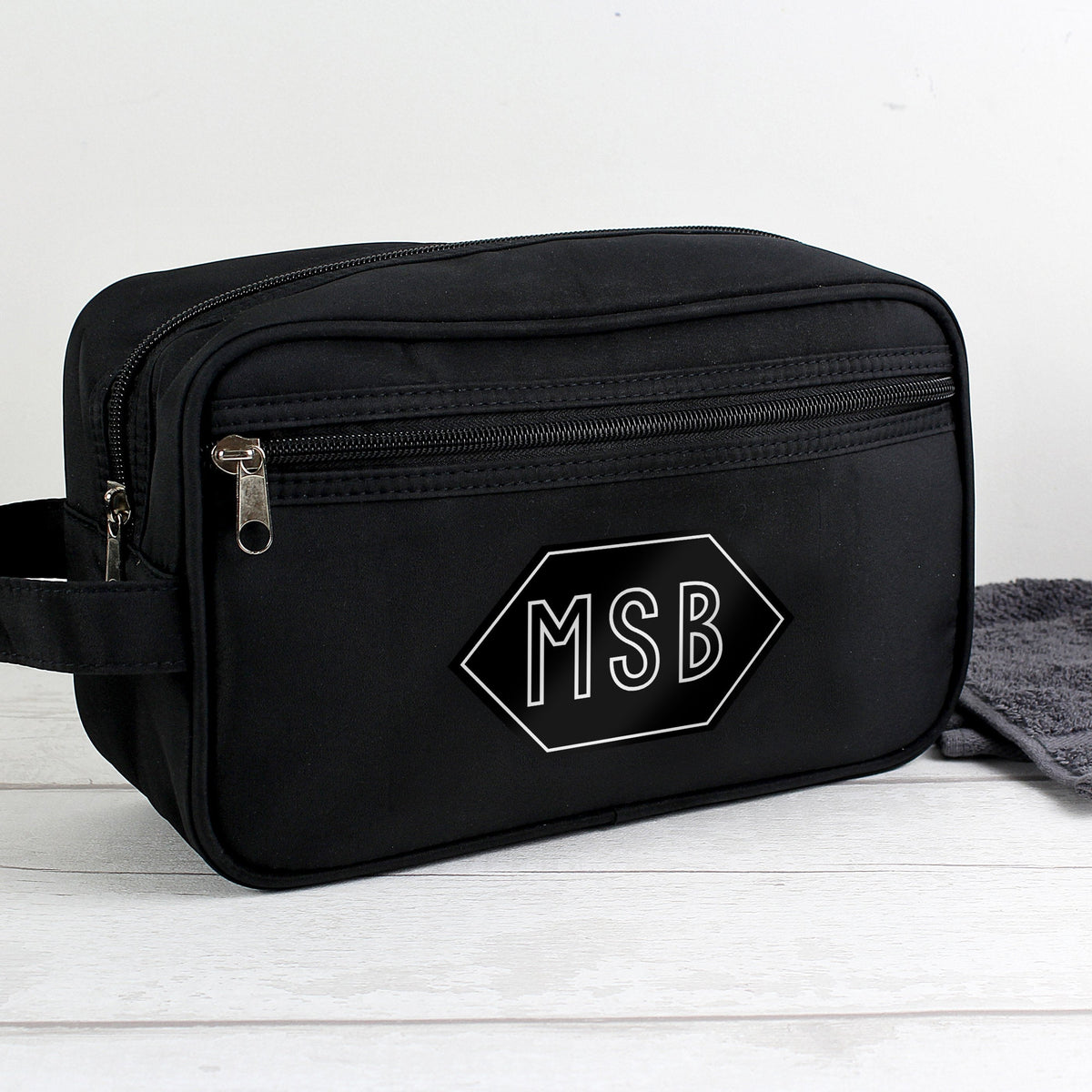 Personalised Initials Black Vanity Bag