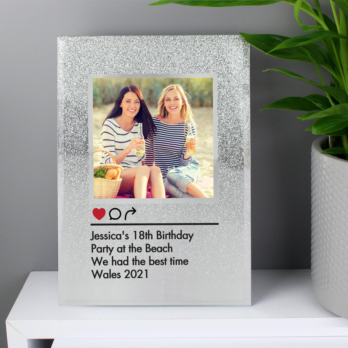 Personalised Instagram Post 4x4 Inch Glitter Glass Photo Frame