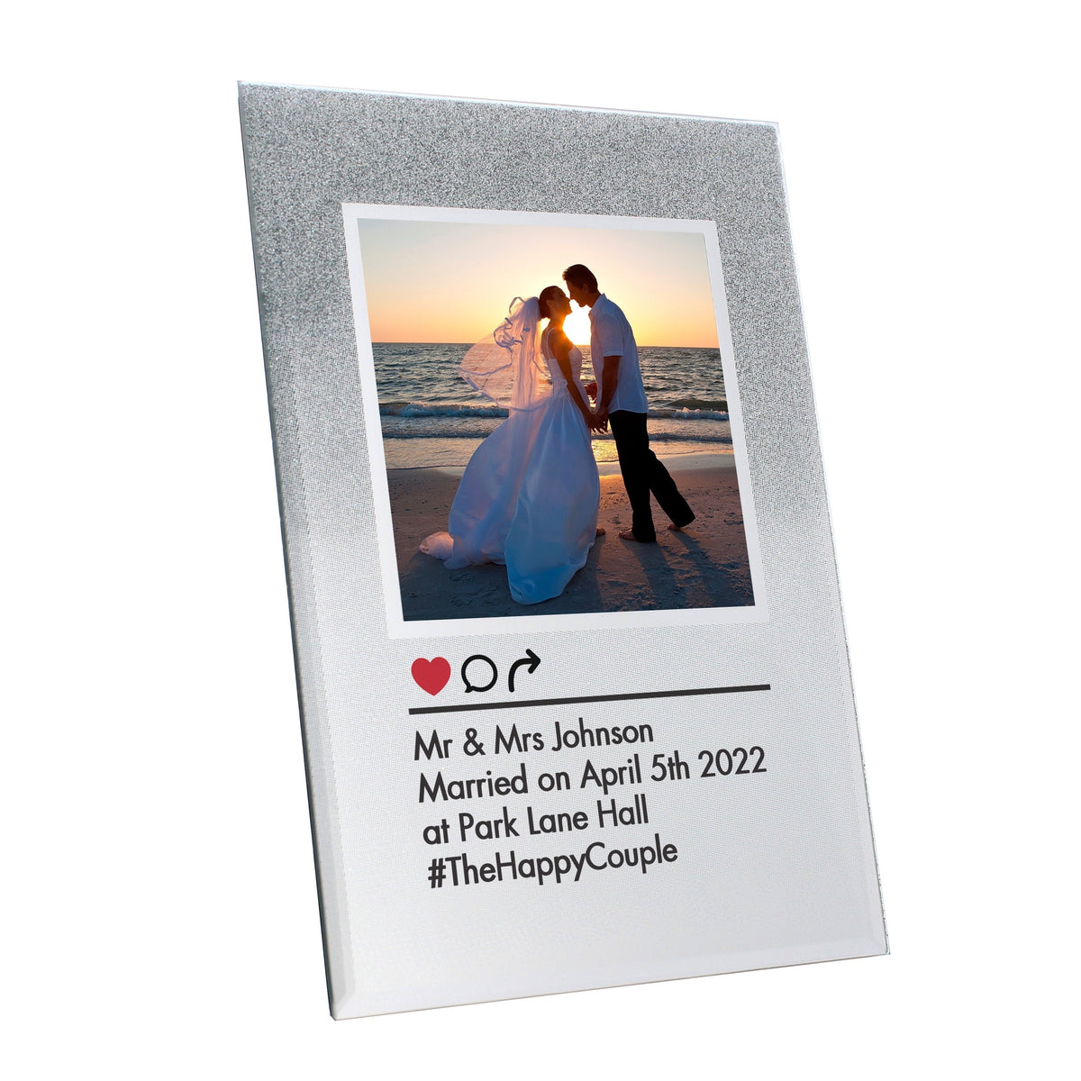 Personalised Instagram Post 4x4 Inch Glitter Glass Photo Frame