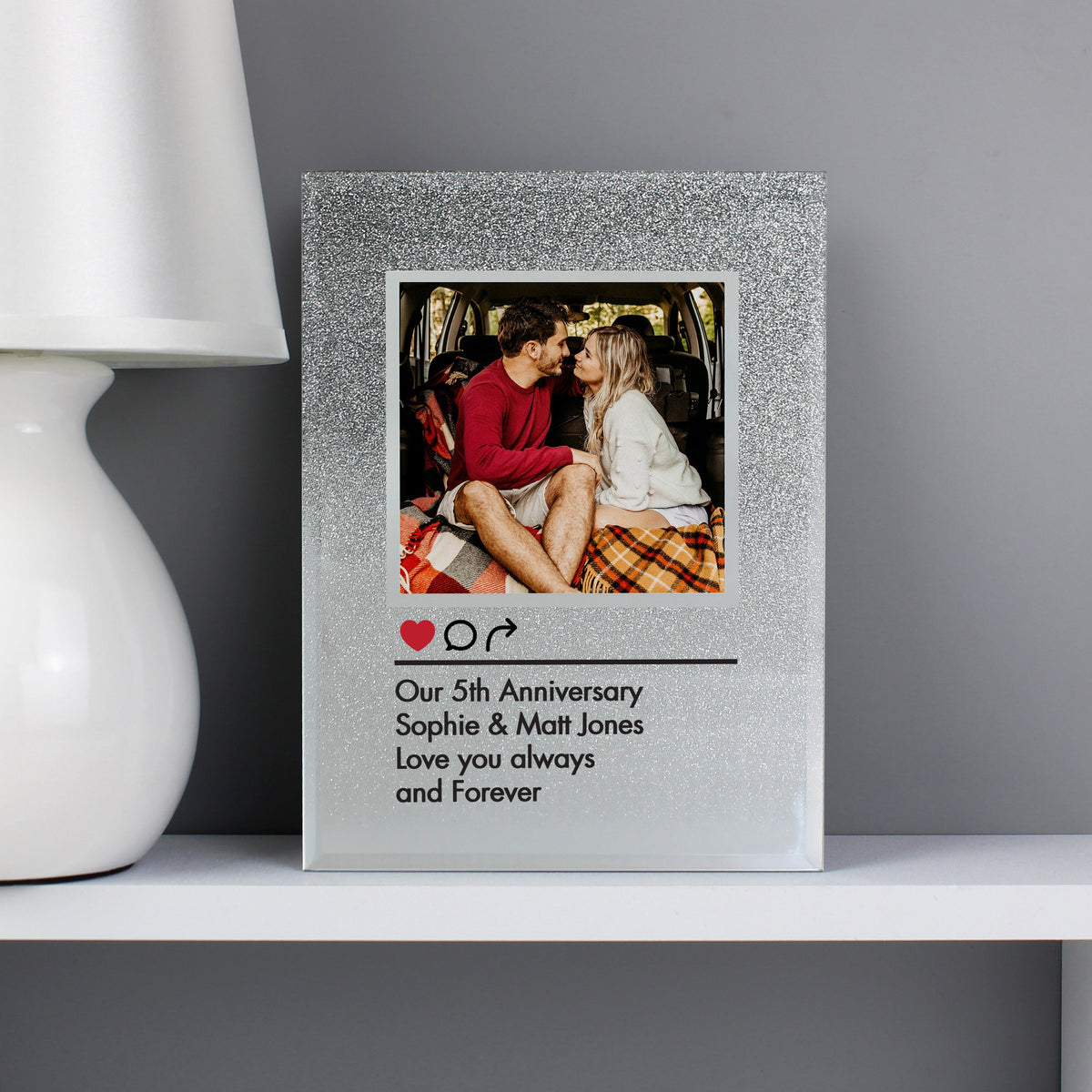 Personalised Instagram Post 4x4 Inch Glitter Glass Photo Frame