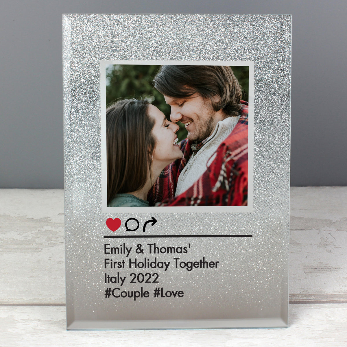 Personalised Instagram Post 4x4 Inch Glitter Glass Photo Frame