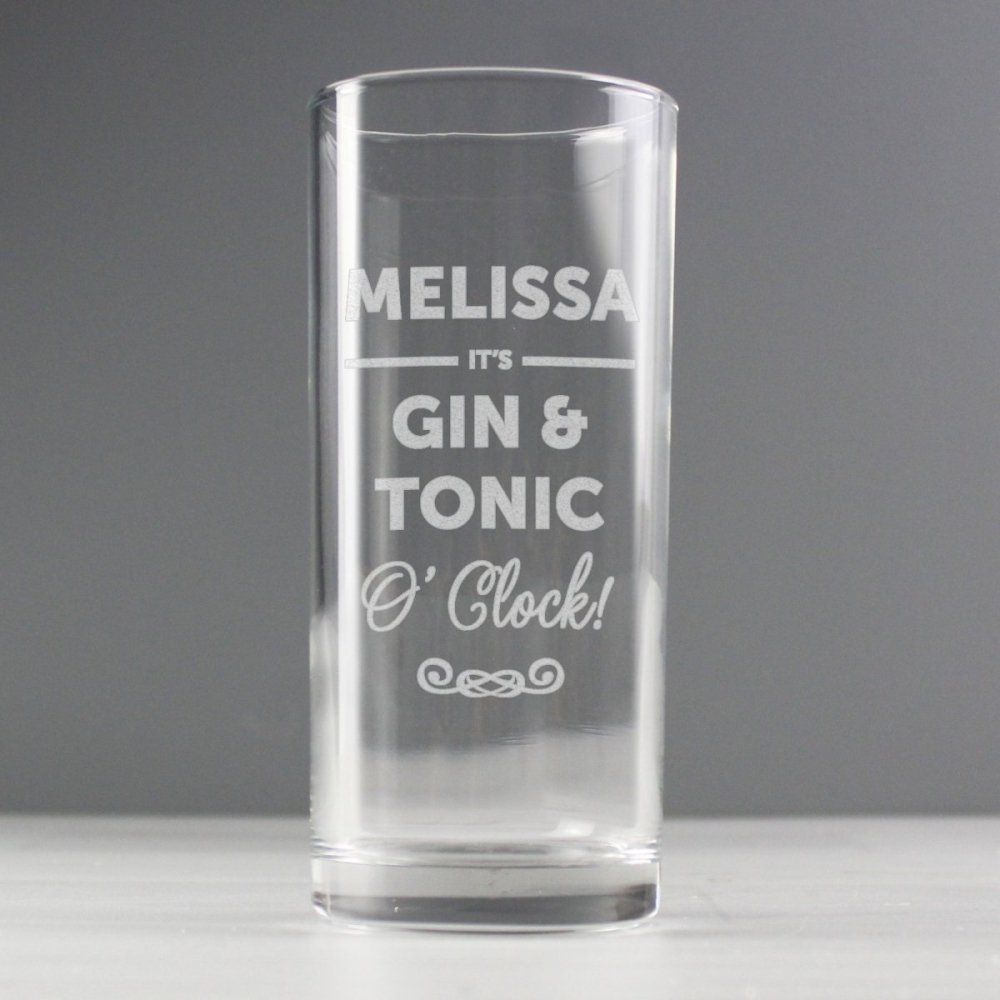 Personalised Its...O'Clock Hi Ball Bubble Glass