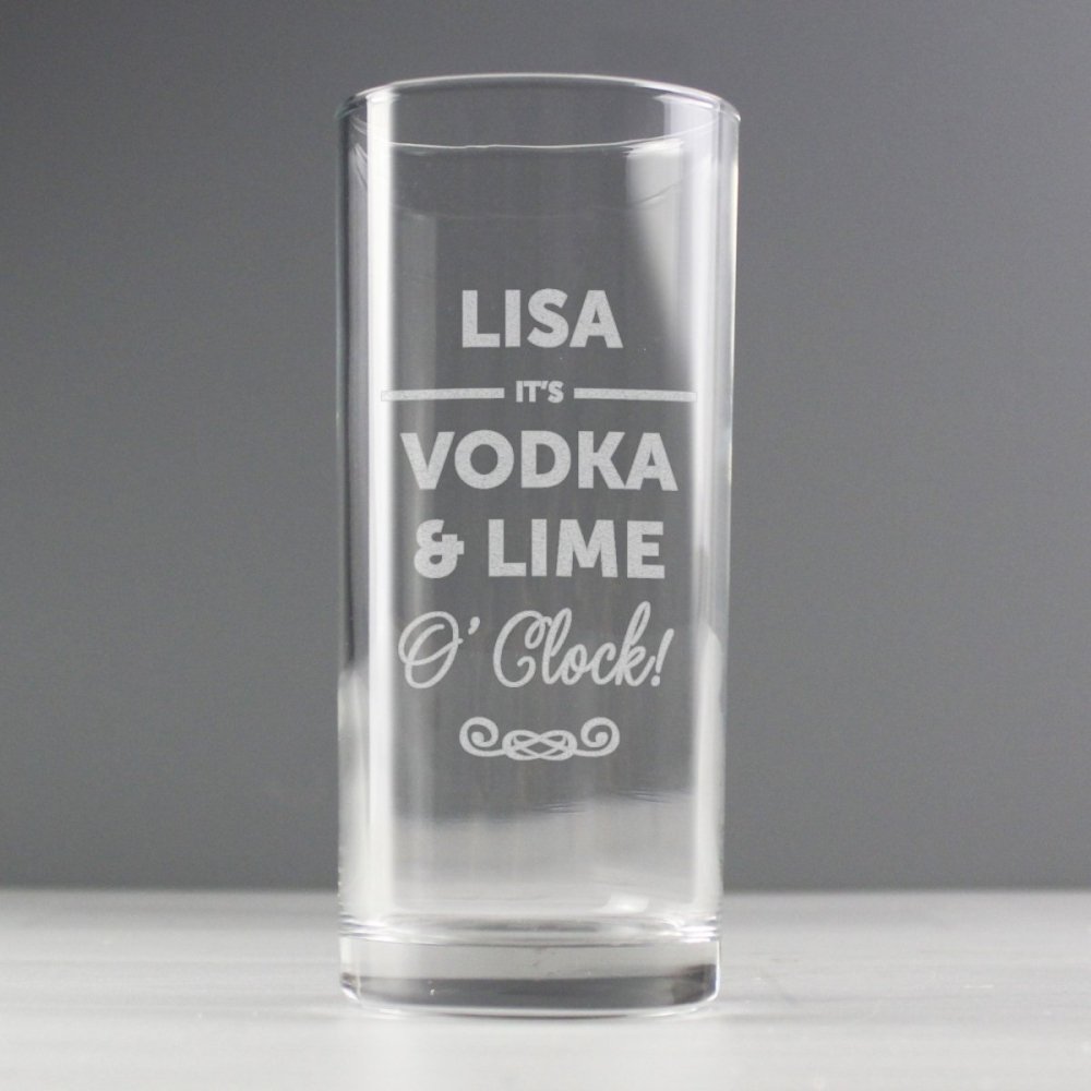 Personalised Its...O'Clock Hi Ball Bubble Glass