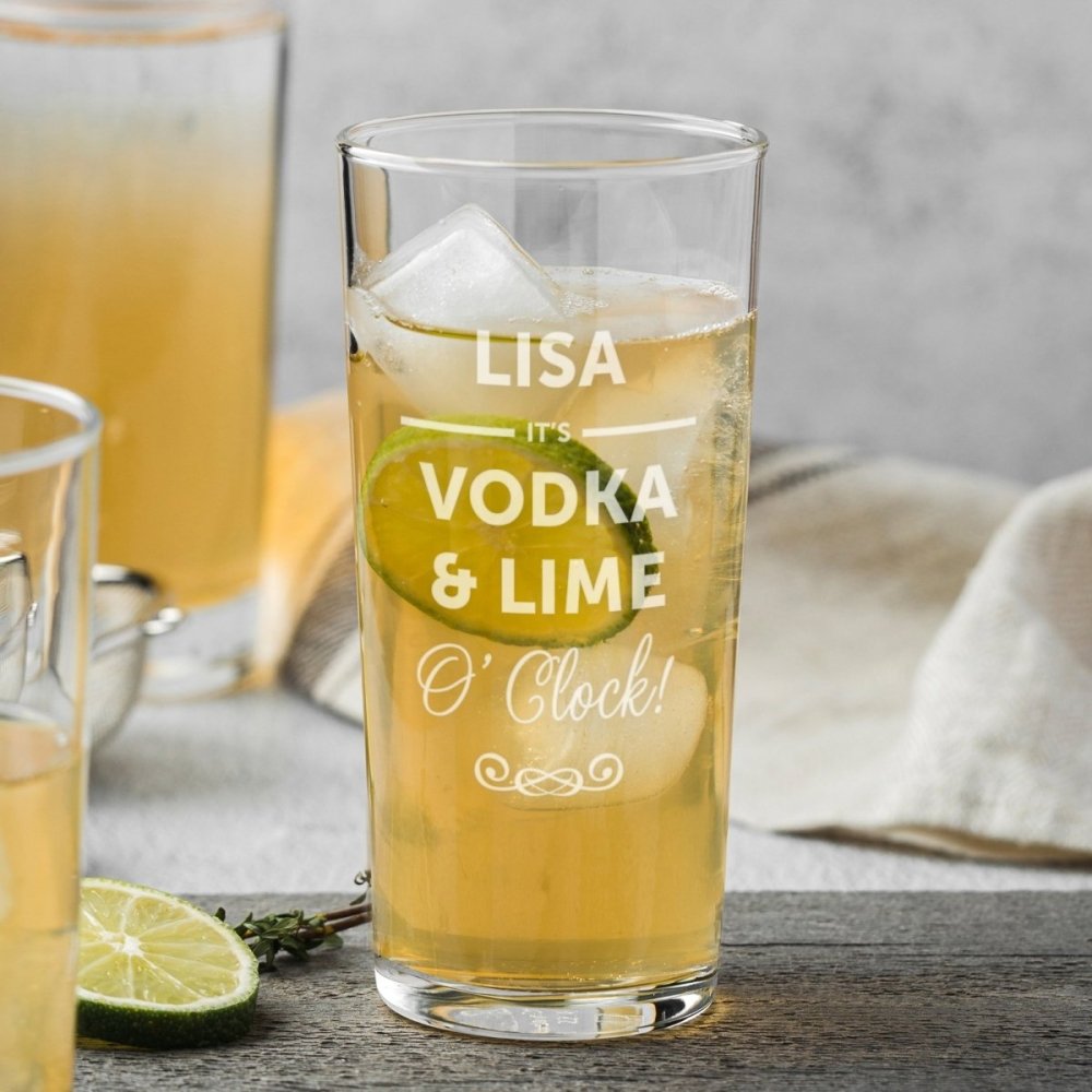 Personalised Its...O'Clock Hi Ball Bubble Glass