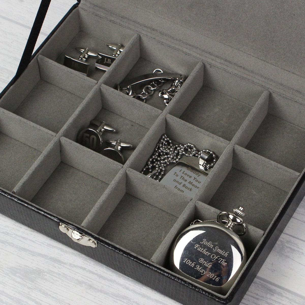 Personalised Large Cufflink Compartment Box