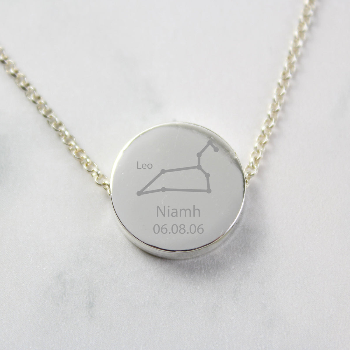 Personalised Leo Zodiac Star Sign Silver Tone Necklace (July 23rd - August 22nd)