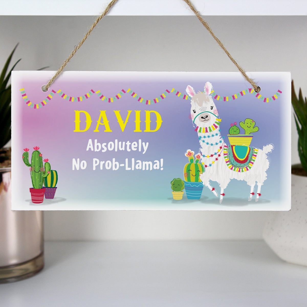 Personalised Llama Wooden Sign