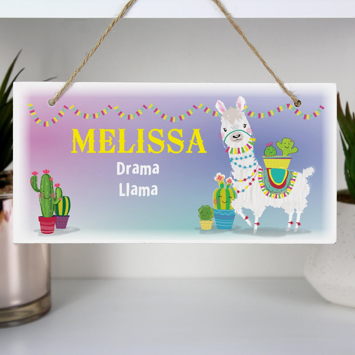 Personalised Llama Wooden Sign