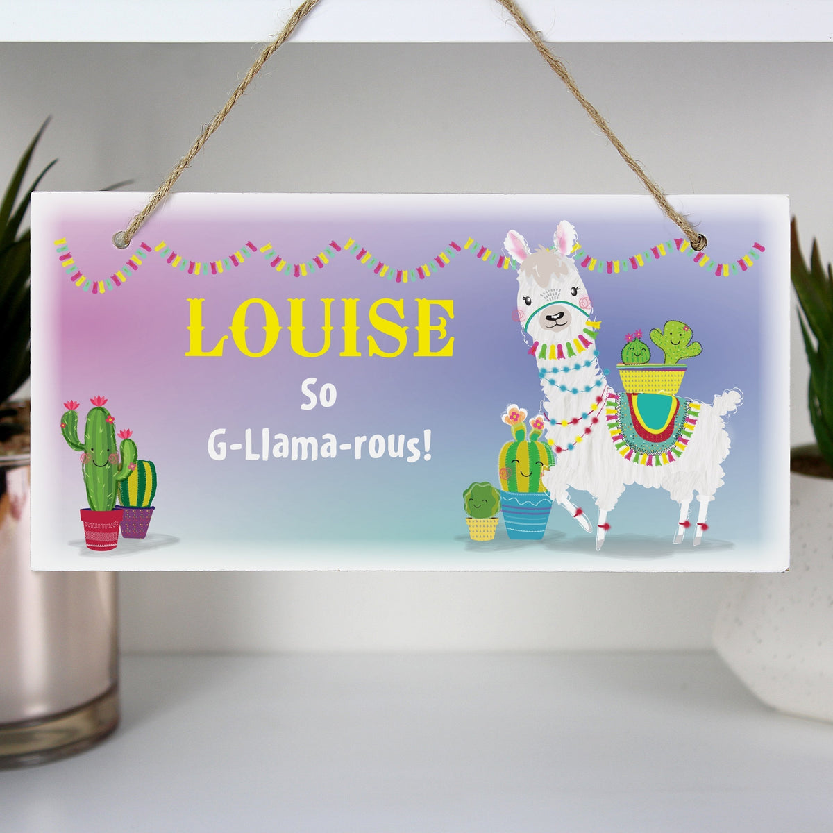 Personalised Llama Wooden Sign