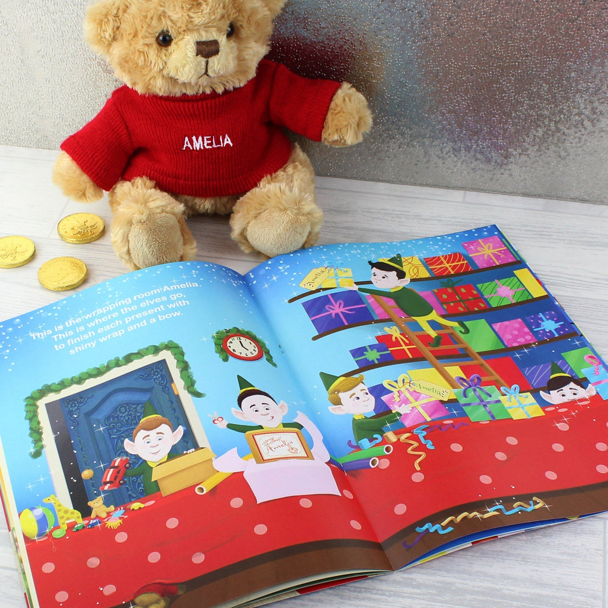 Personalised Magical Christmas Adventure Story Book And Personalised Teddy Bear