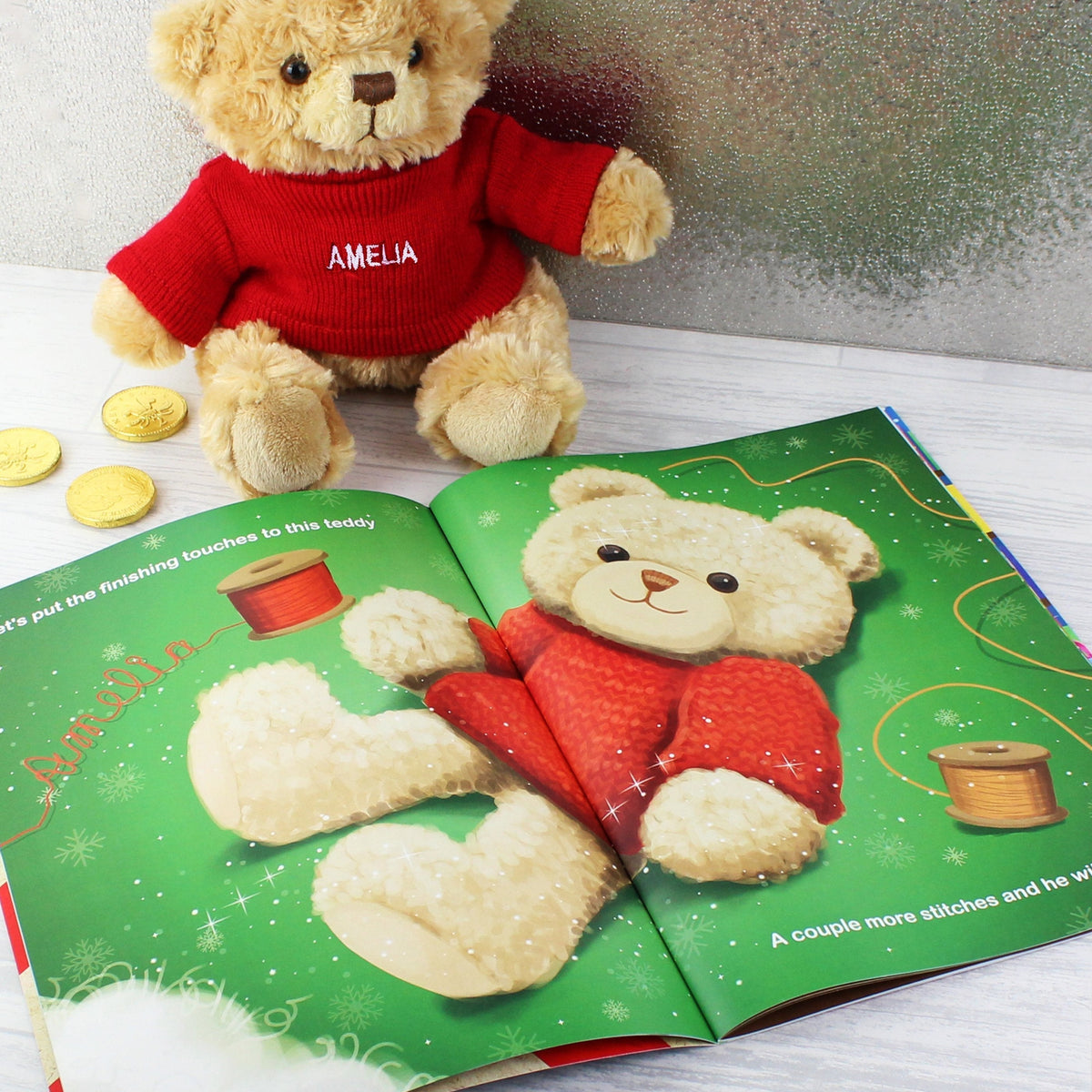 Personalised Magical Christmas Adventure Story Book And Personalised Teddy Bear