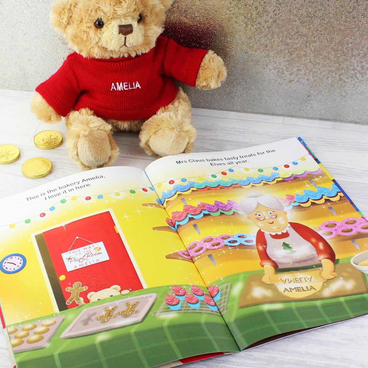 Personalised Magical Christmas Adventure Story Book And Personalised Teddy Bear
