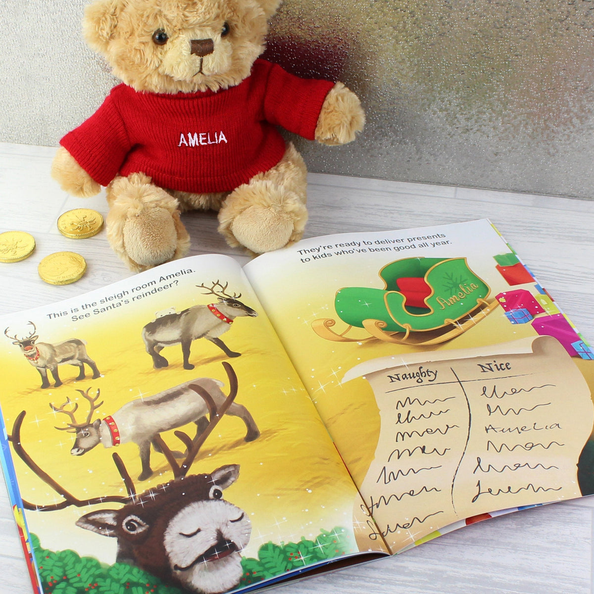 Personalised Magical Christmas Adventure Story Book And Personalised Teddy Bear