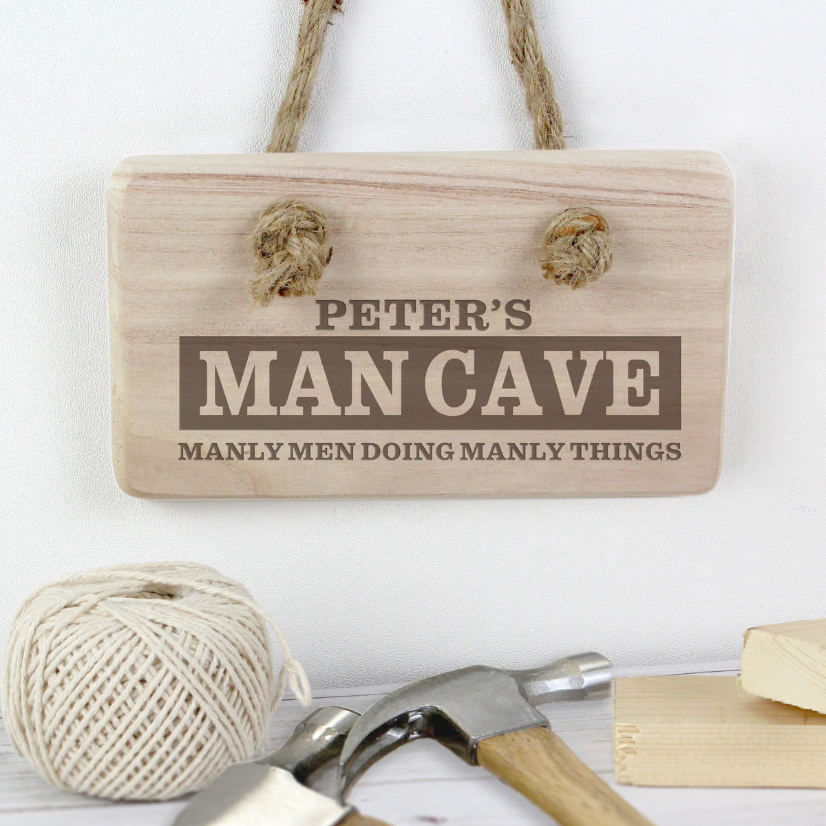Personalised Man Cave Wooden Hanging Sign