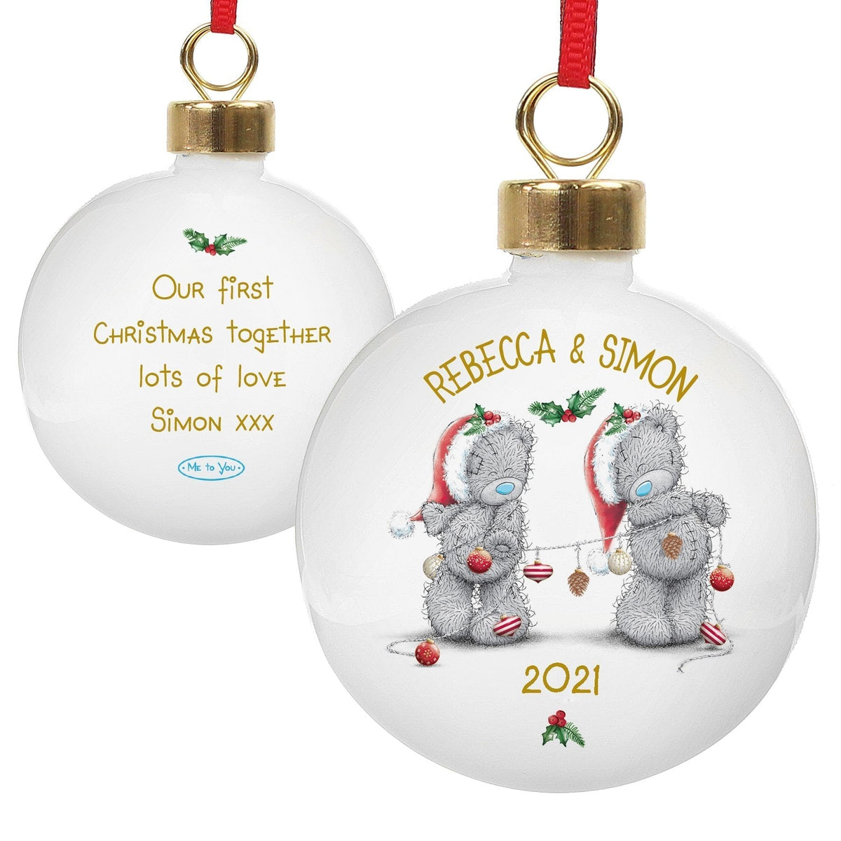 Personalised Me To You Christmas Couple's Bauble