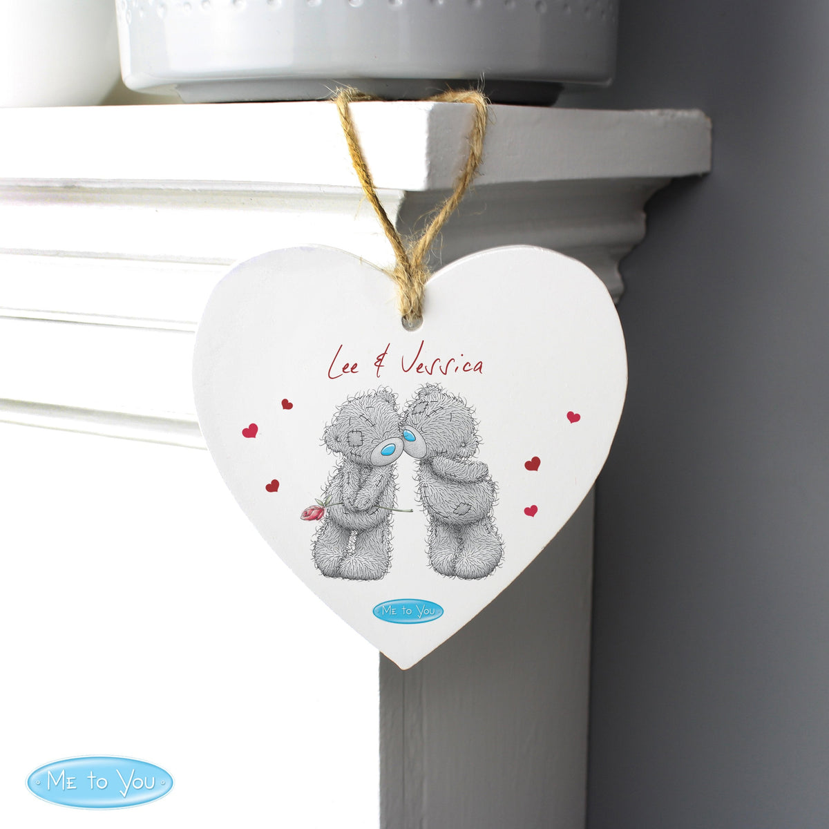 Personalised Me To You Couples Wooden Heart Decoration