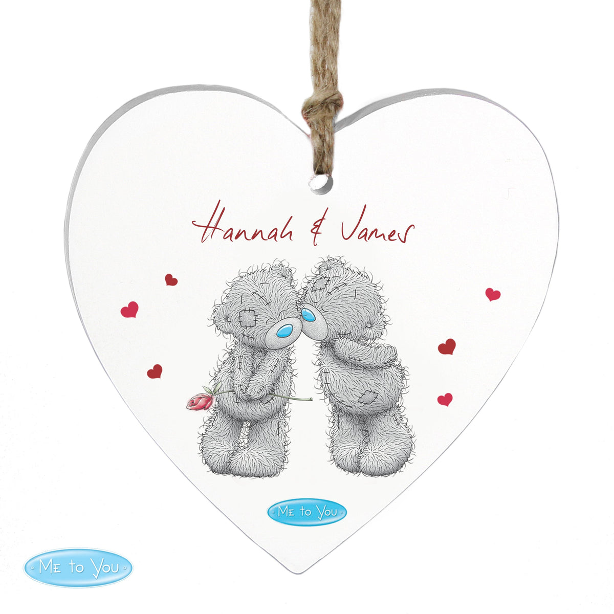 Personalised Me To You Couples Wooden Heart Decoration
