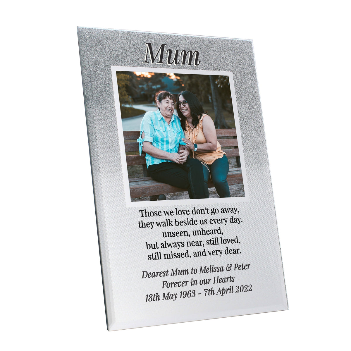 Personalised Memorial 4x4 Inch Glitter Glass Photo Frame
