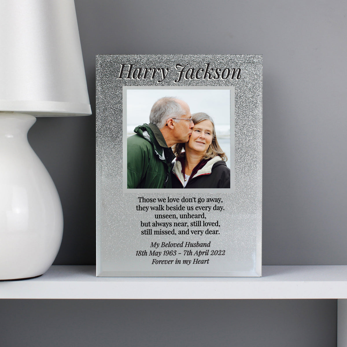 Personalised Memorial 4x4 Inch Glitter Glass Photo Frame