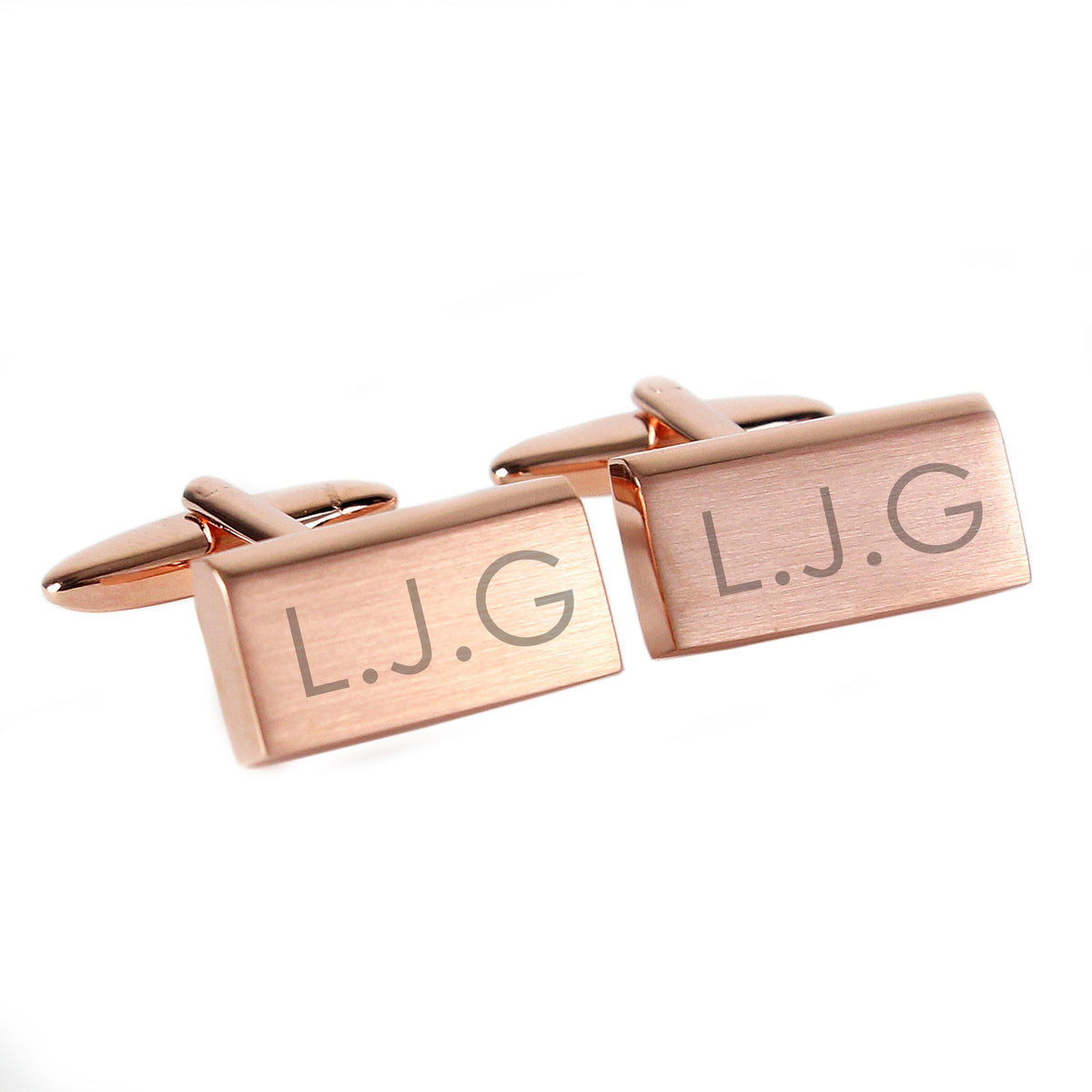 Personalised Modern Rose Gold Plated Cufflinks