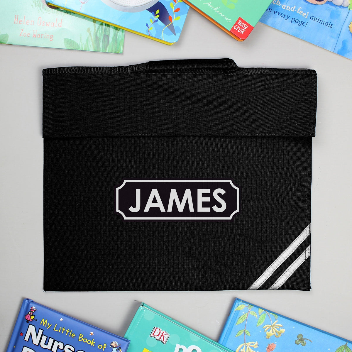 Personalised Name Only Black Book Bag