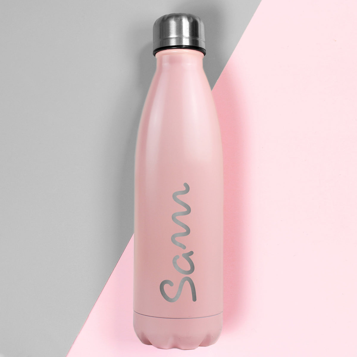 Personalised Name Only Island Pink Metal Insulated Drinks Bottle