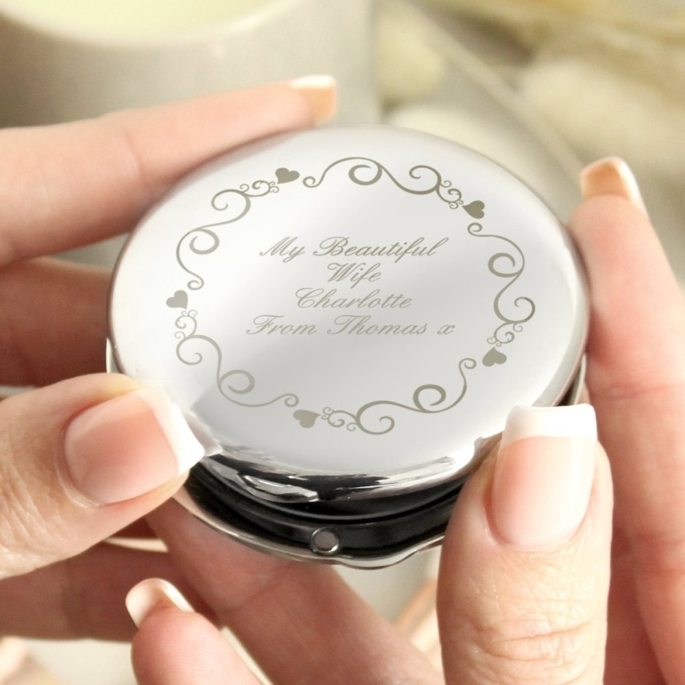 Personalised Ornate Swirl Compact Mirror