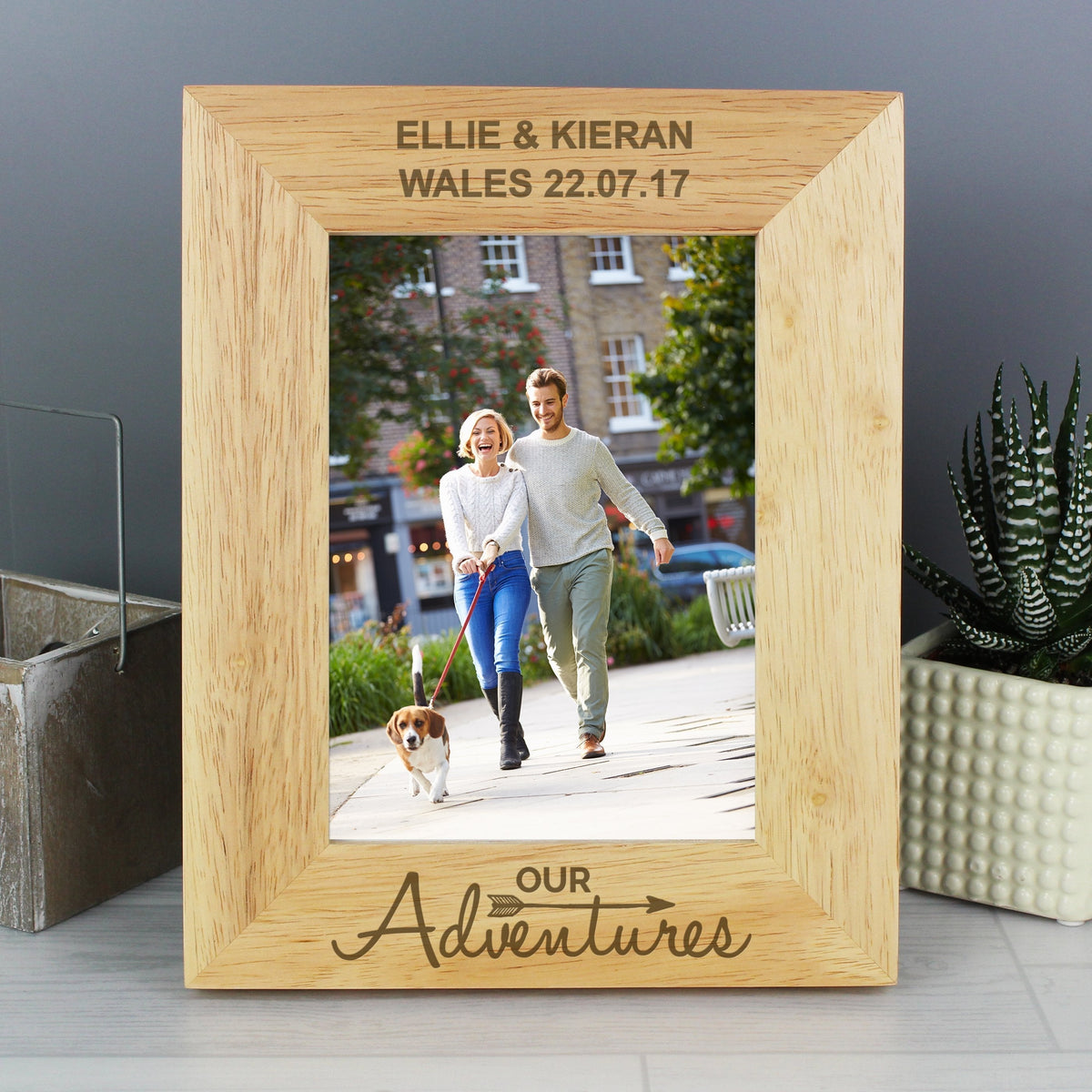 Personalised Our Adventures 5x7 Inch Wooden Photo Frame