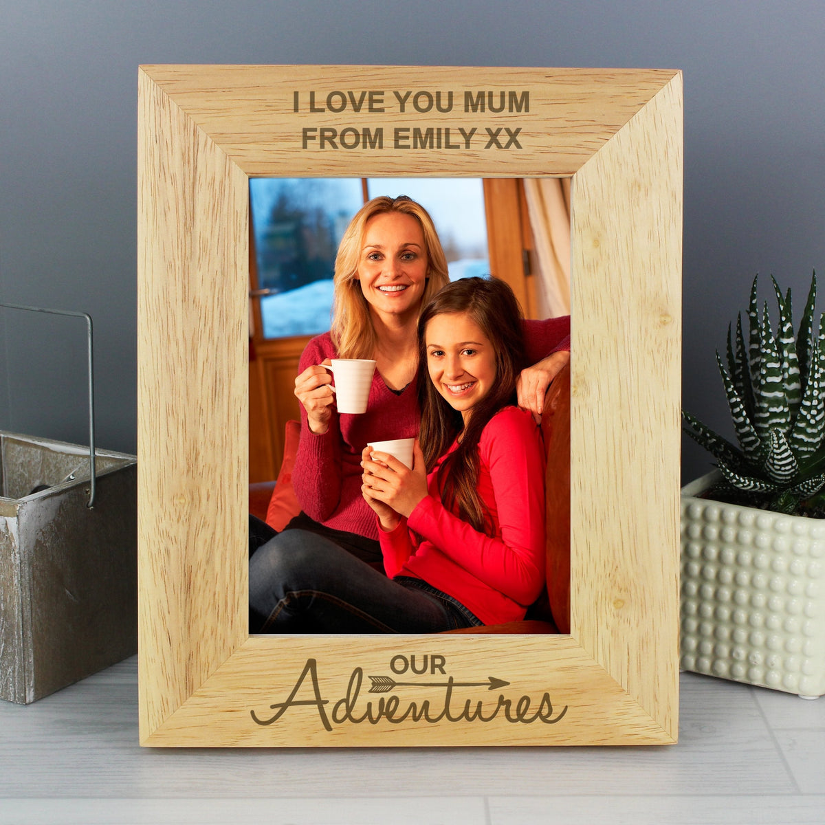 Personalised Our Adventures 5x7 Inch Wooden Photo Frame