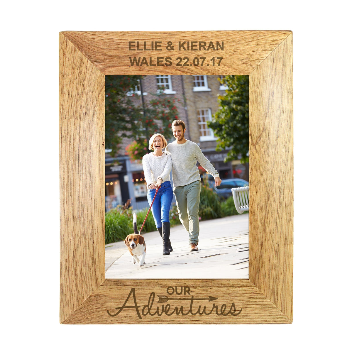 Personalised Our Adventures 5x7 Inch Wooden Photo Frame