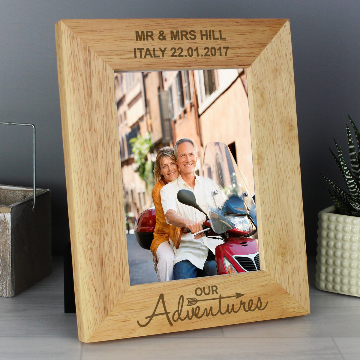 Personalised Our Adventures 5x7 Inch Wooden Photo Frame
