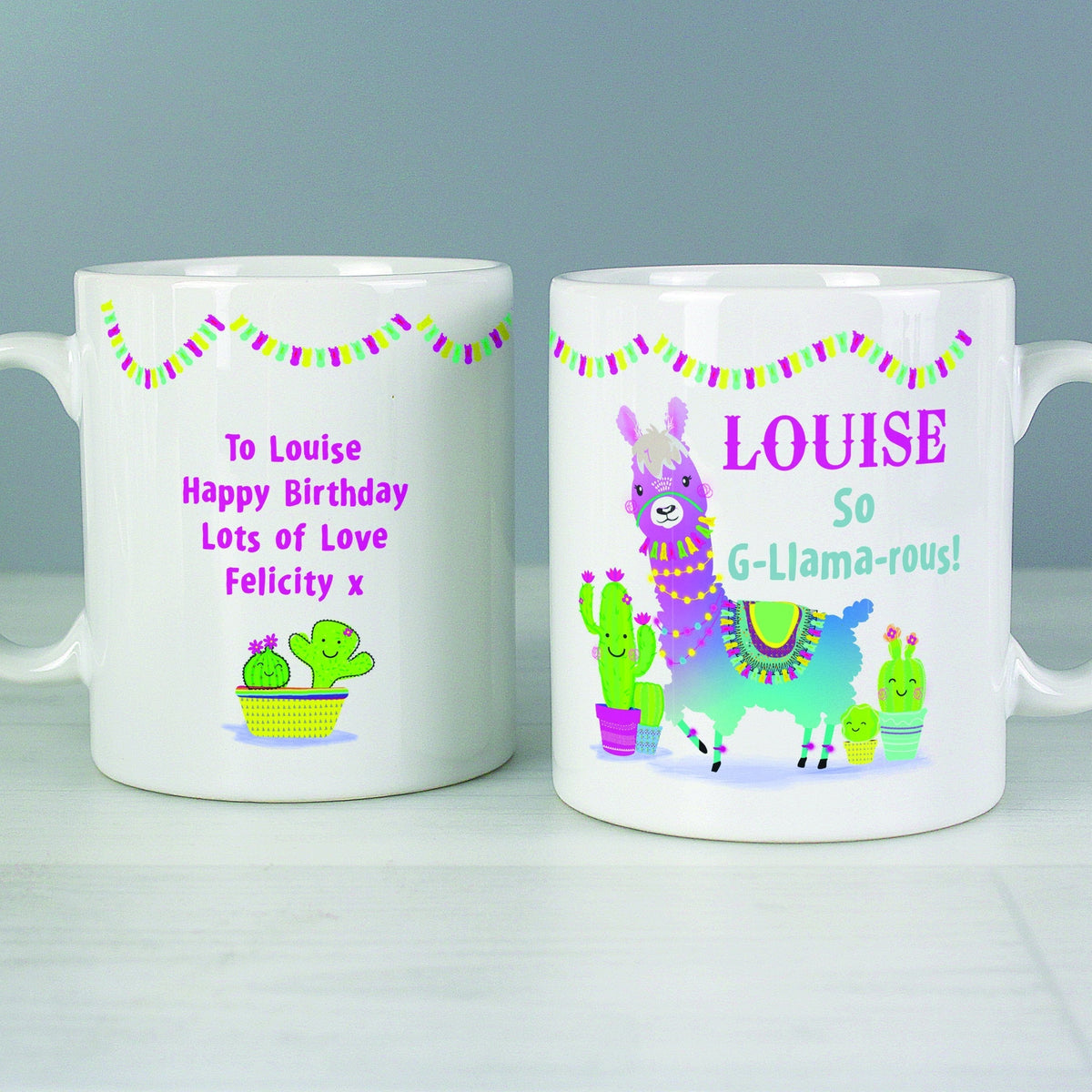 Personalised Pink Llama Mug