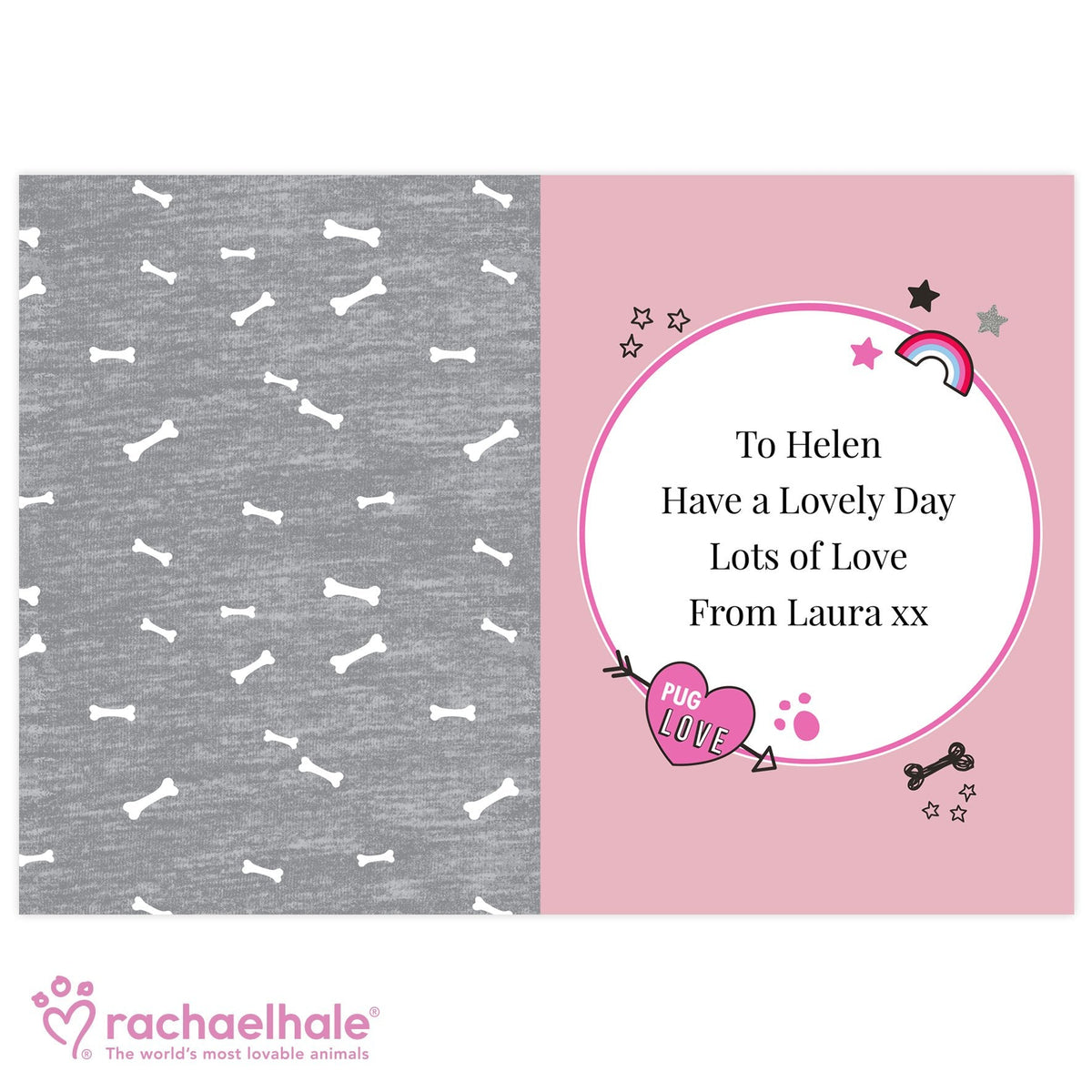 Personalised Rachael Hale Doodle Pug Card